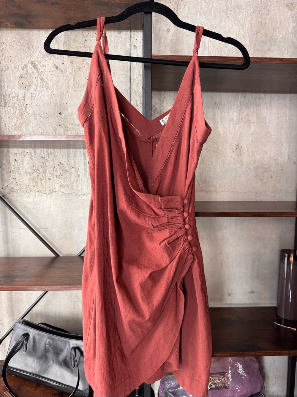 Free People Rust Red Sleeveless Wrap Mini Dress NWT Size XS